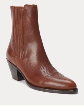 Polo by Ralph Lauren Brown Leather Ankle Booties